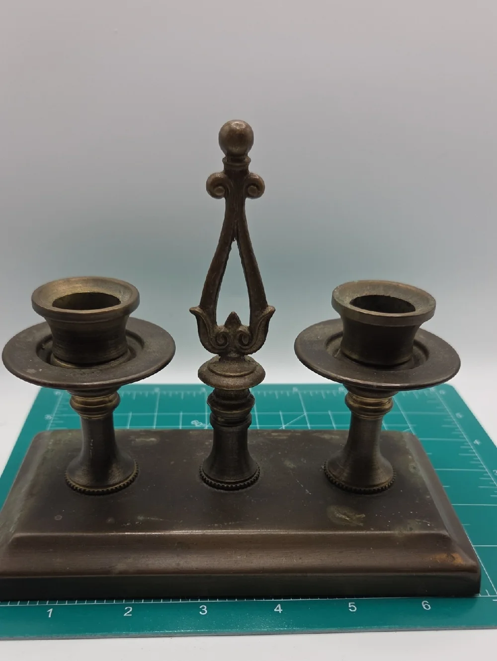 Brass Antique-Style Double Candle Holder Solid Brass. Vintage